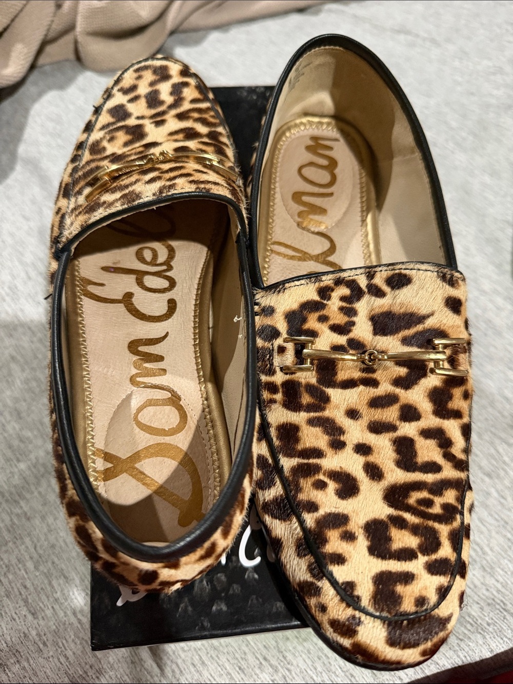 Leopard Print Women’s Loafers with Gold Bit
